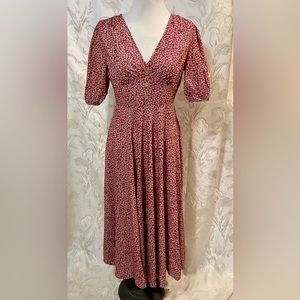 Shein Red & White Floral Midi Dress